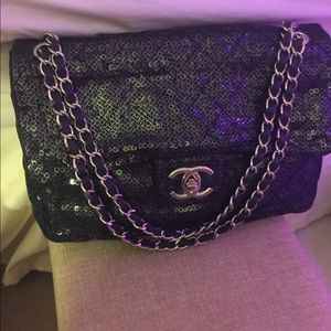 Chanel Jumbo flap hidden sequin mesh classic flap